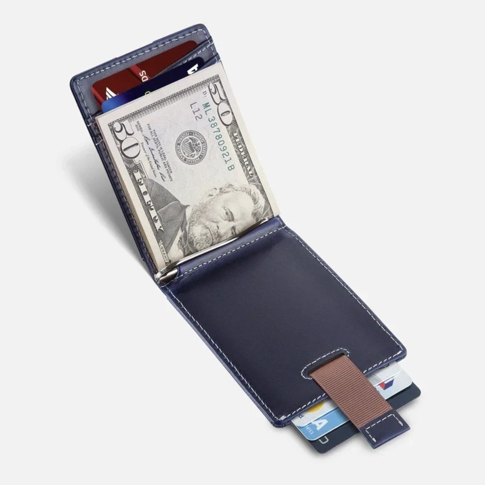Serman Brands Leather RFID Blocking Slim Bifold Wallet Altlantic Blue Minimalist - Picture 12 of 14